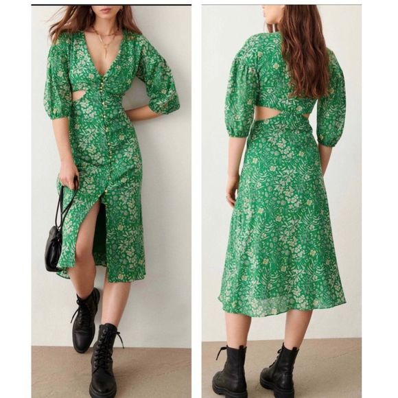 ba&sh Dresses & Skirts - BA&SH Aria Cut-Out Midi Floral Print Dress BNWT